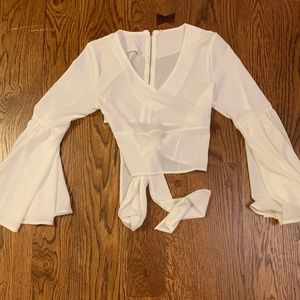 Shein Open Tie Back V Neck Crop Top